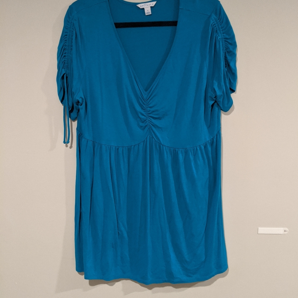 Plus Size Tunic Length Blue Top Size 1x